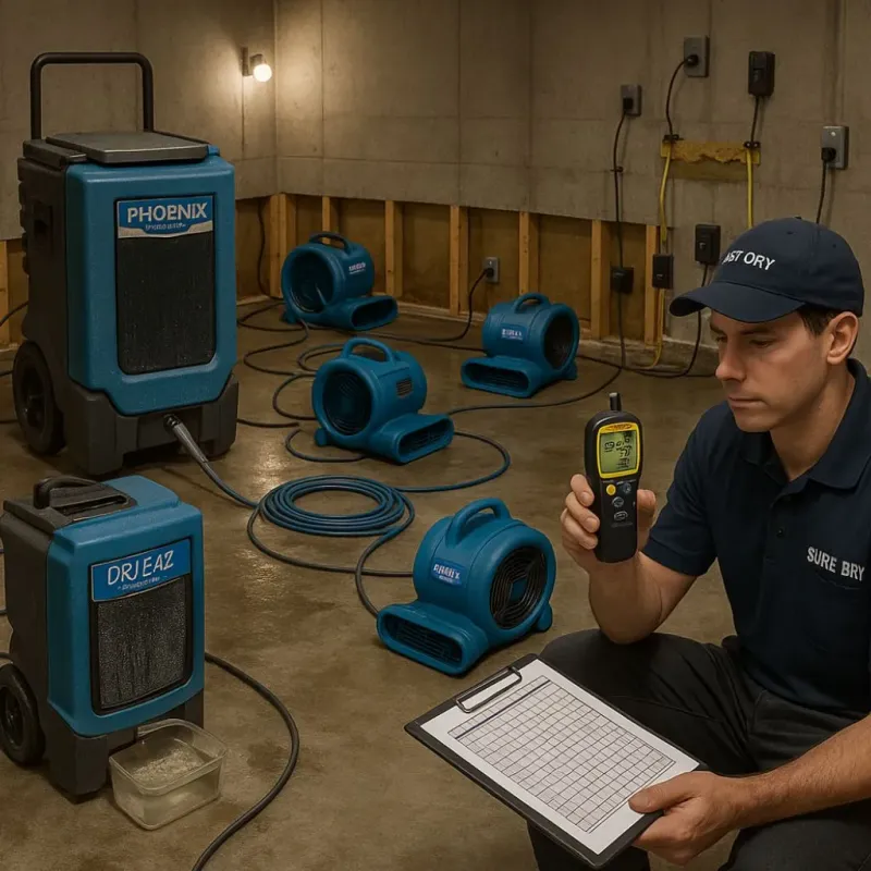 Structural Drying and Dehumidification process in Redstone Arsenal, AL